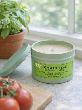 Trader Joes Tomato Leaf Candle 5.3oz Viral Seasonal Fresh Green Scent New